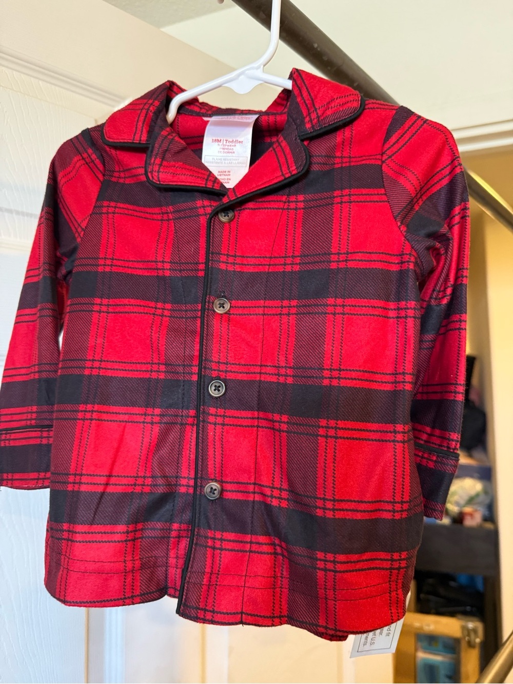 Wondershop Red and Black Plaid Button-Up Pajama Top